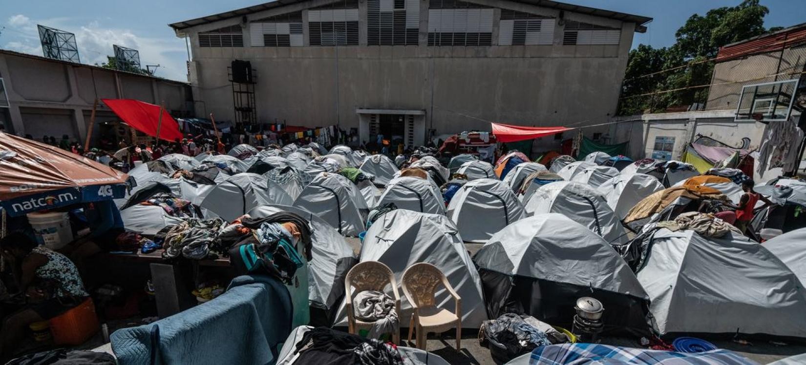 Tents inside Gymnasium Vincent, Port-au-Prince